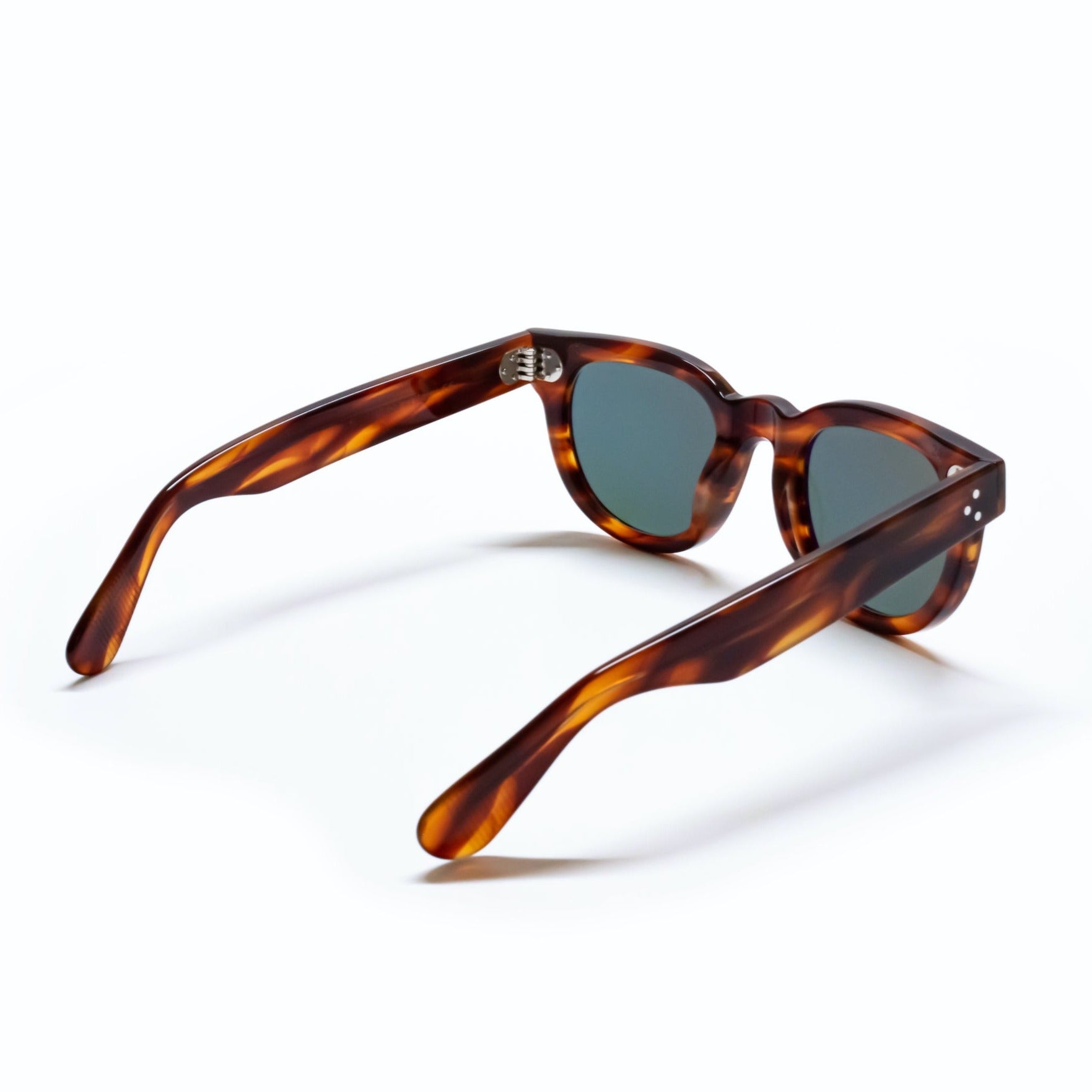 A back view of the FDR Sunglasses frame. It's the Havana Sunrise variant.