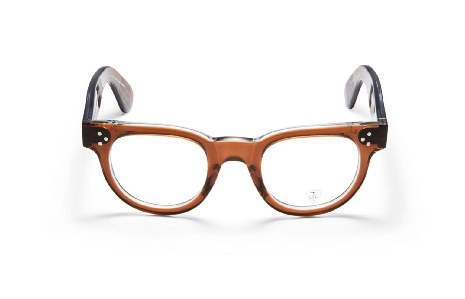 A front view of the brown FDR frame, the luxury fashion glasses.