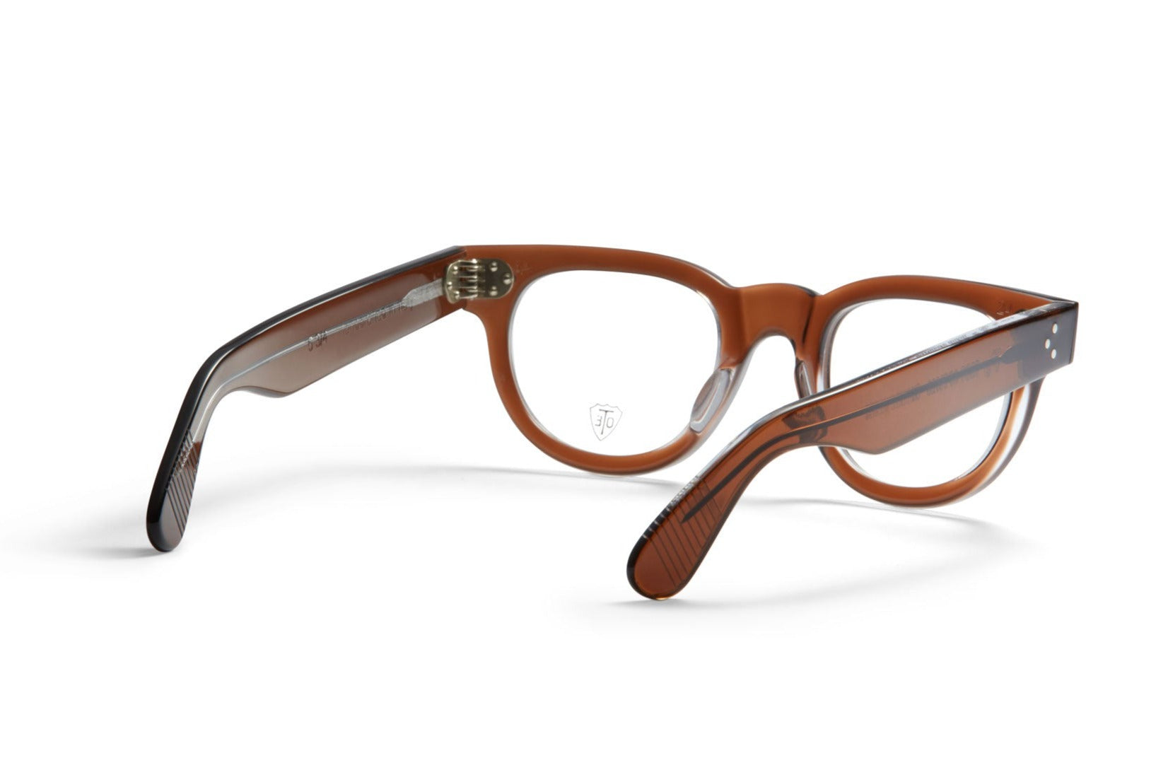 A back view of the brown FDR frame, the luxury fashion glasses.