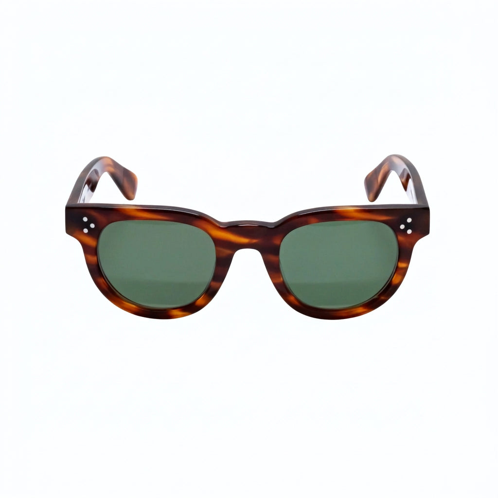 A front view of the FDR Sunglasses frame. It's the Havana Sunrise variant.