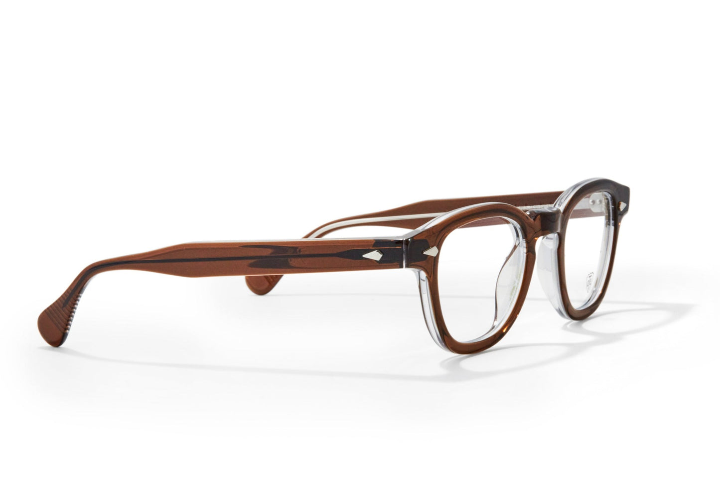 A side view of the smoke brown Arnel frame—the classic eyeglasses.