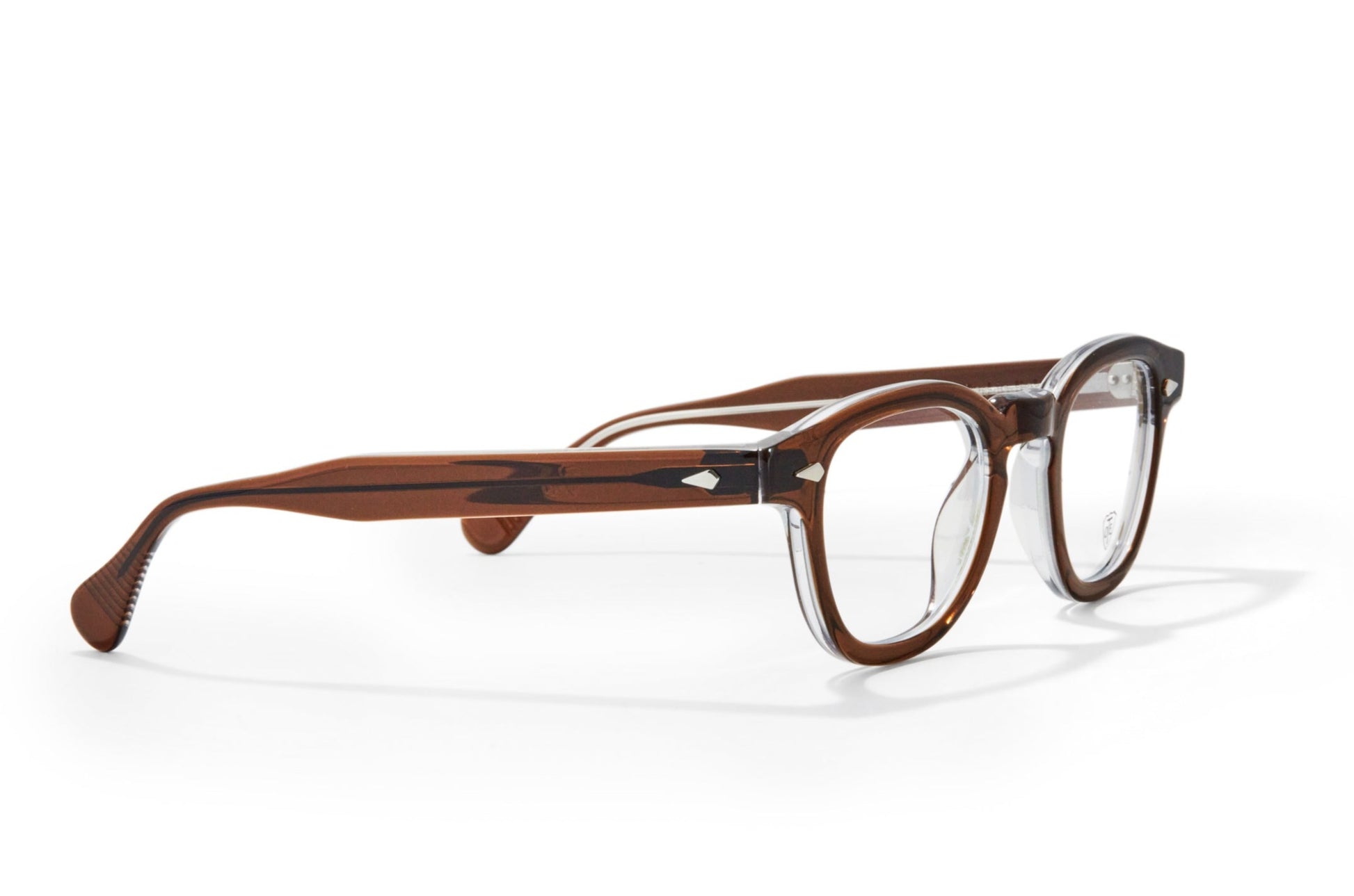 A side view of the smoke brown Arnel frame—the classic eyeglasses.