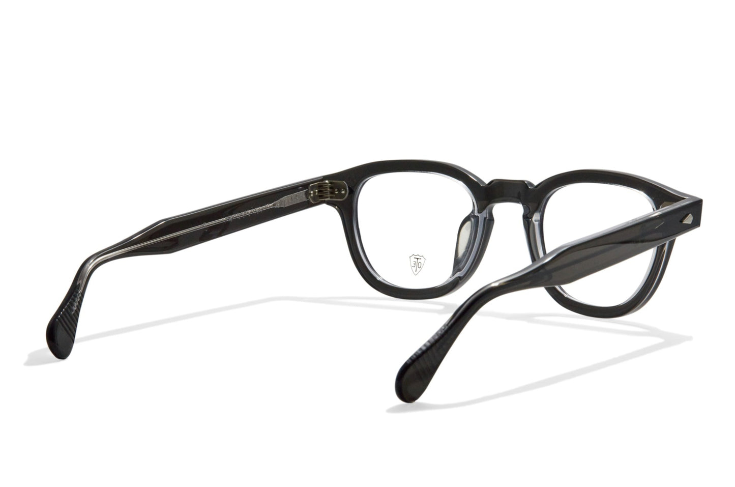 A back view of the smoke gray Arnel frame—the classic eyeglasses.