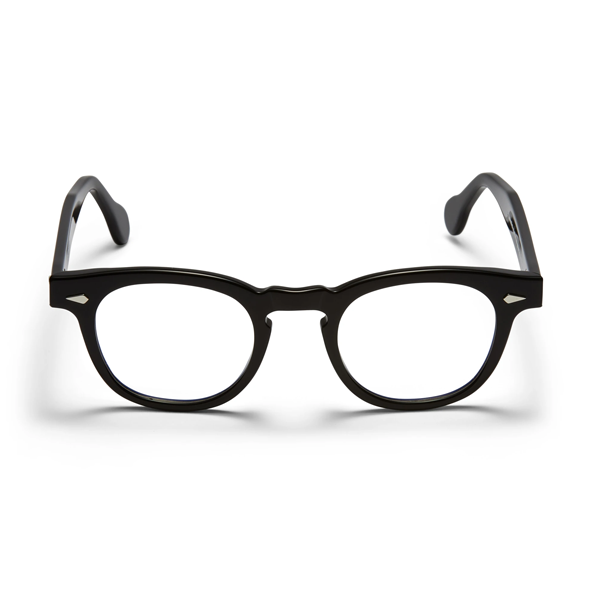 A front view of the gloss black Arnel USA frame—the Vintage eyewear.