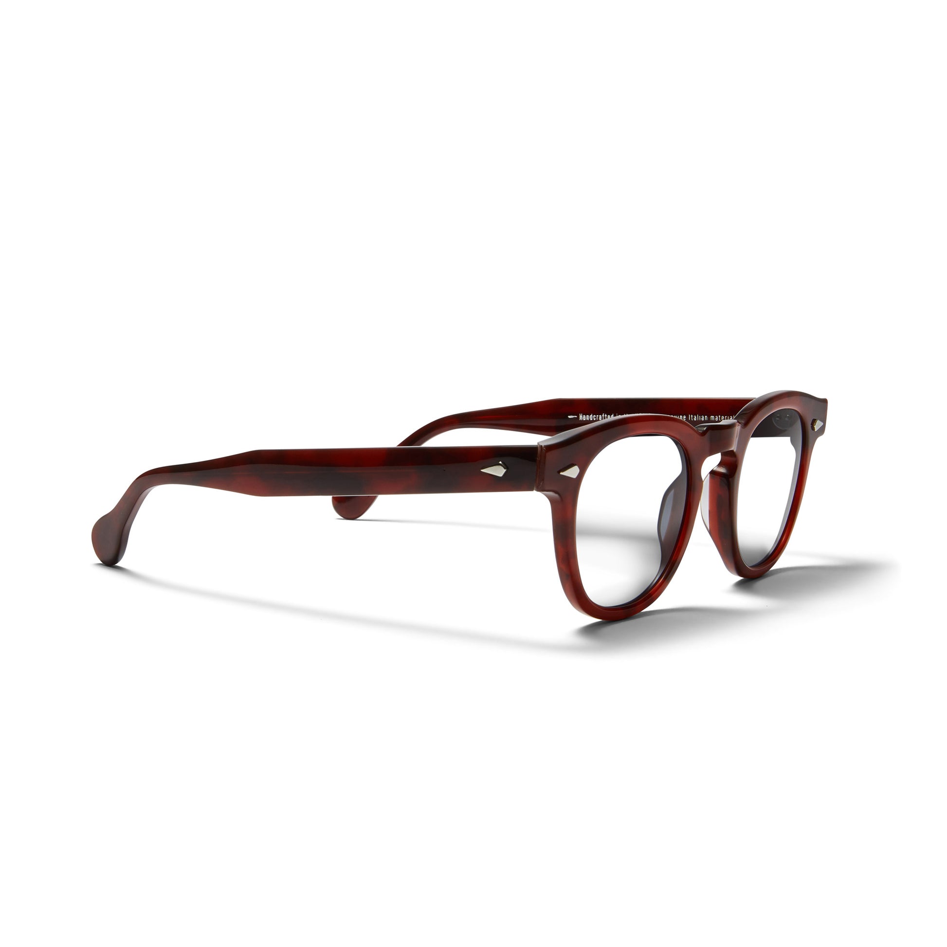 A side view of the burgundy Arnel USA frame—the Vintage eyewear.