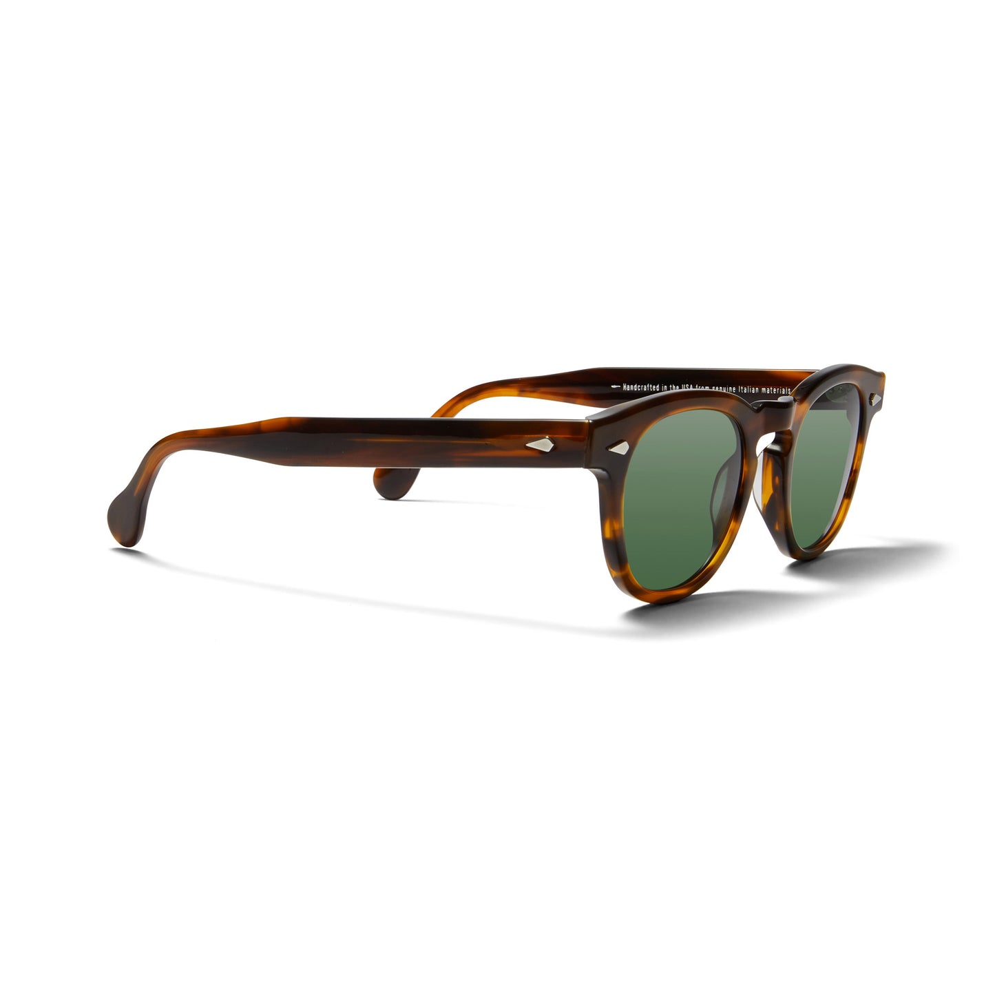A side view of the demi amber Arnel USA sunglass frame—the Vintage eyewear.