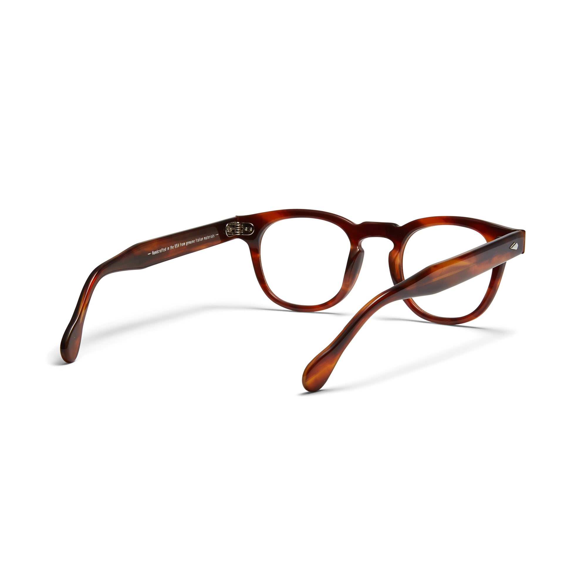 A back view of the Havana Sunrise Arnel USA frame—the Vintage eyewear.