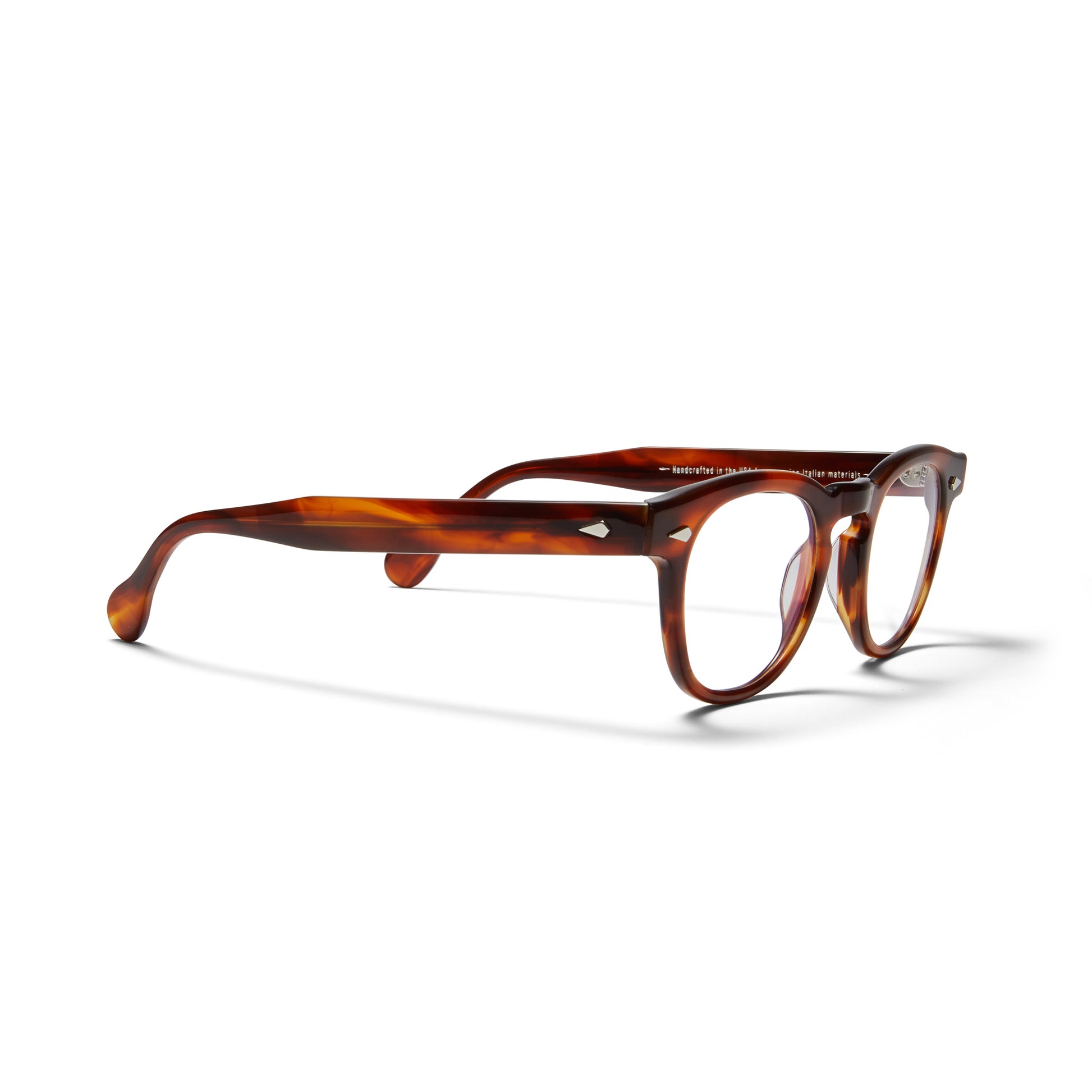 A side view of the Havana Sunrise Arnel USA frame—the Vintage eyewear.