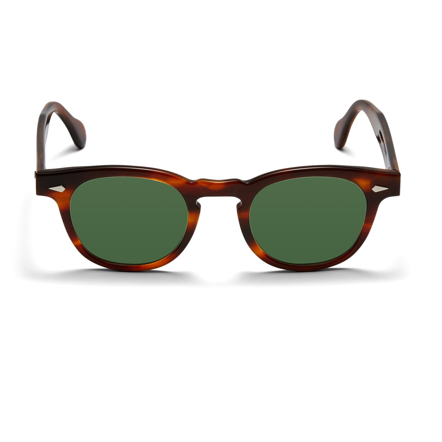 A front view of the Havana Sunrise Arnel USA sunglass frame—the Vintage eyewear.