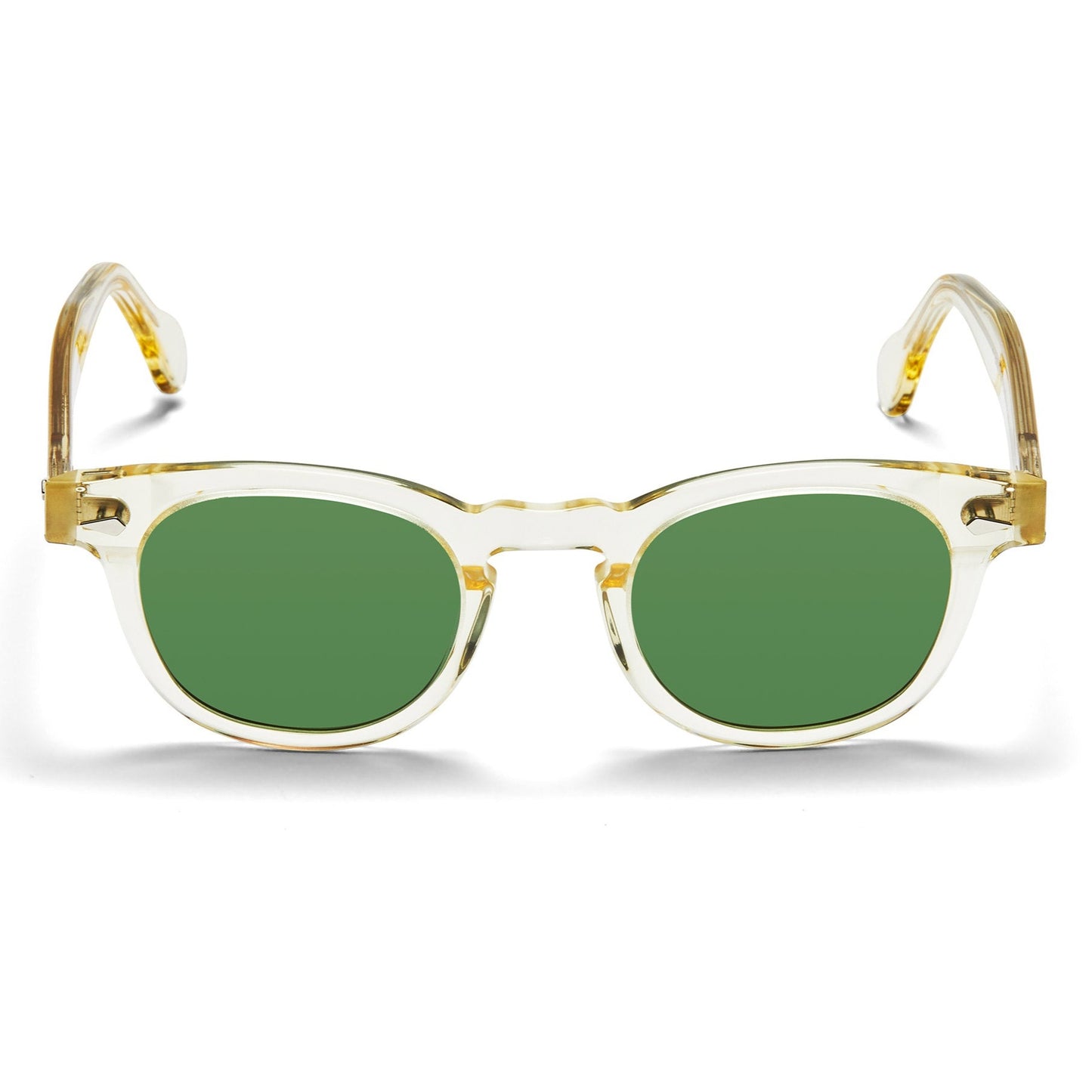 A front view of the champaign Arnel USA sunglass frame—the Vintage eyewear.