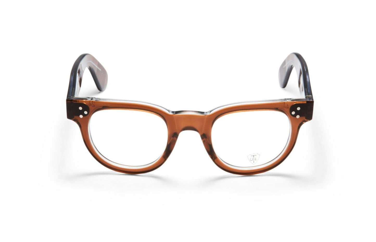A front view of the brown FDR frame, the luxury fashion glasses. 