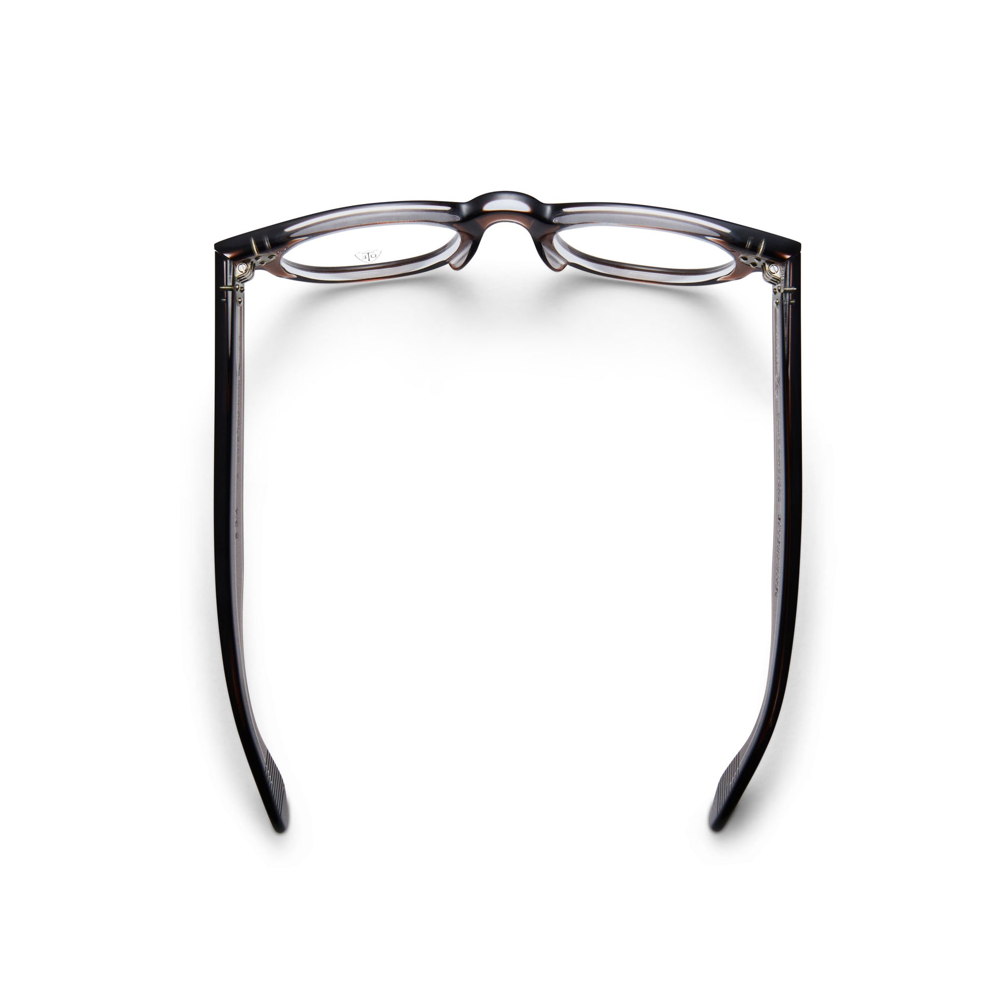 A top view of the brown FDR frame, the luxury fashion glasses. 