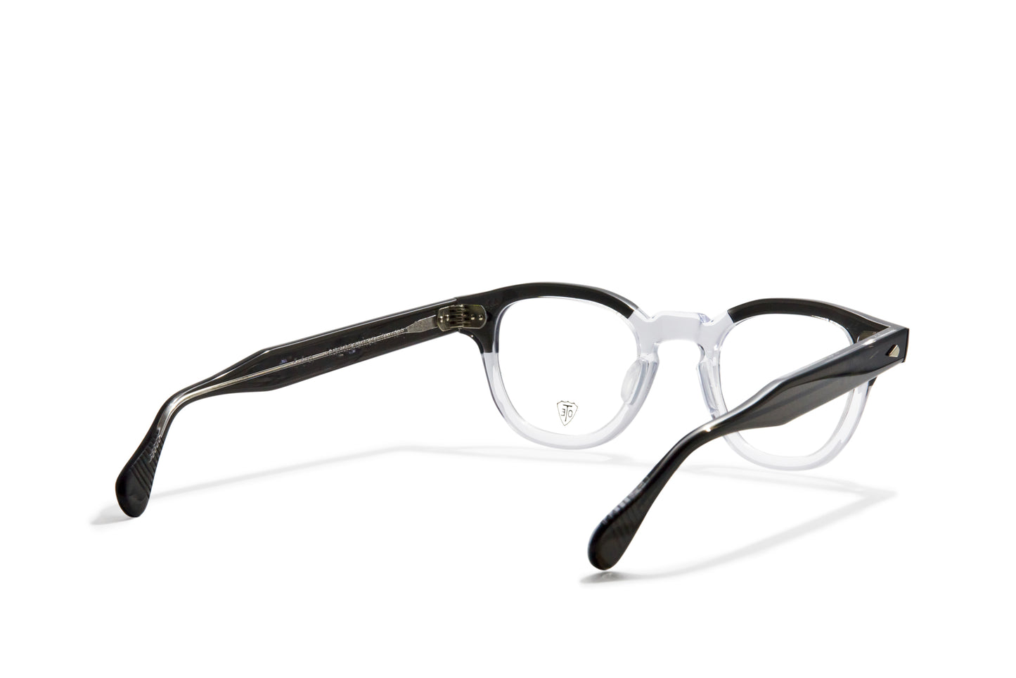 A back view of the smoke grey & clear Arnel Italy frame—the iconic eyeglasses.
