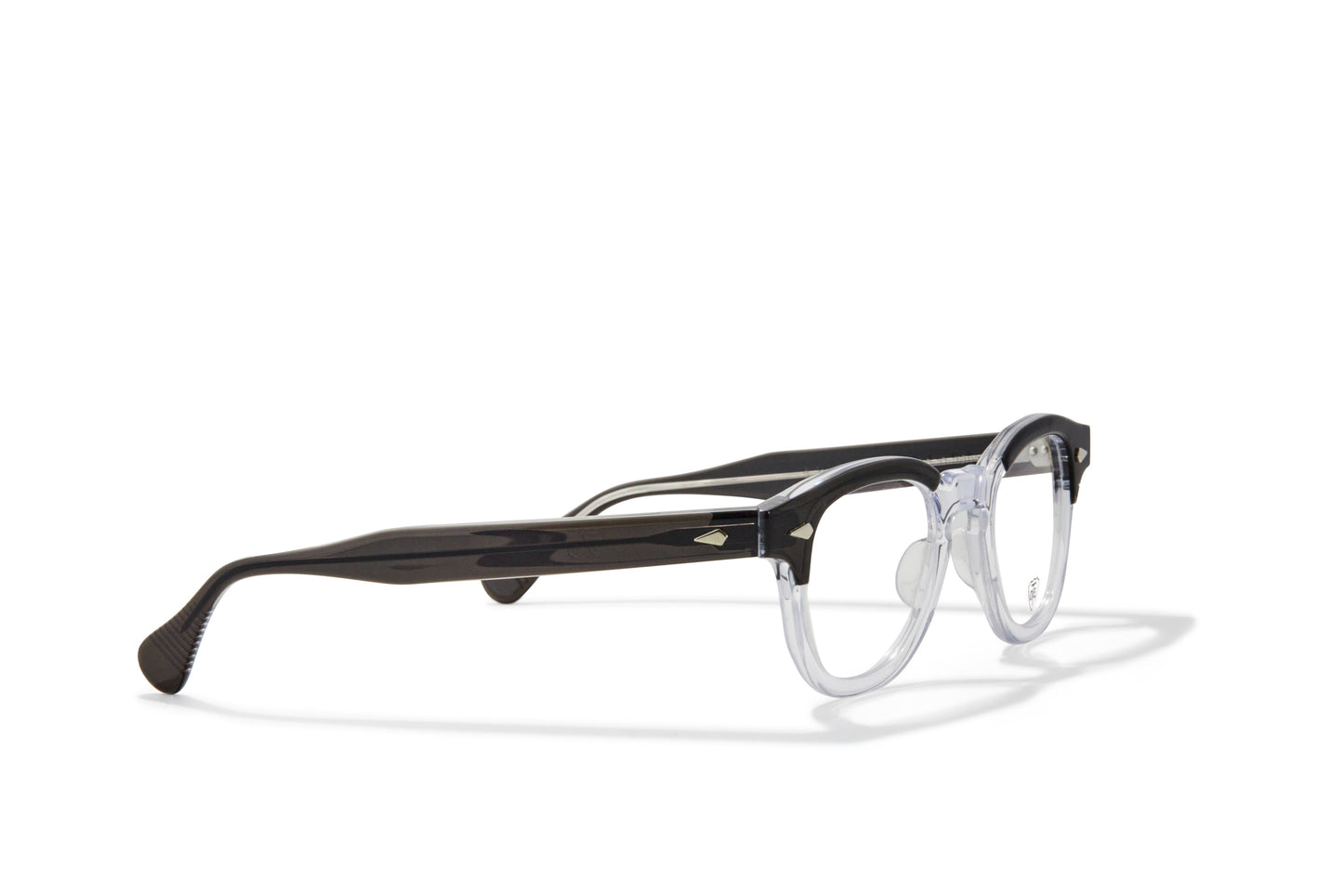 A side view of the smoke grey & clear Arnel Italy frame—the iconic eyeglasses.