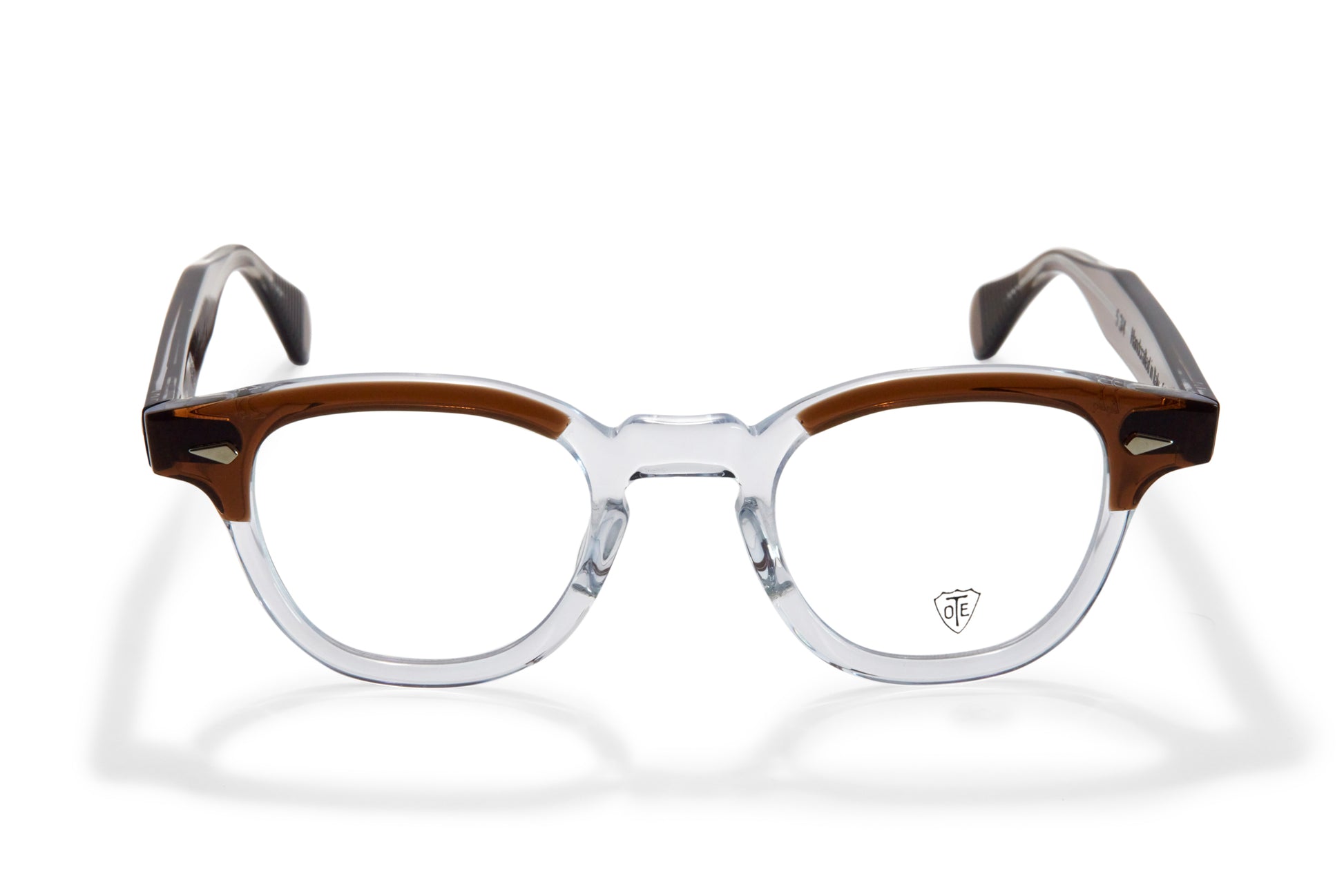 A front view of the smoke brown & clear Arnel Italy frame—the classic eyeglasses. 