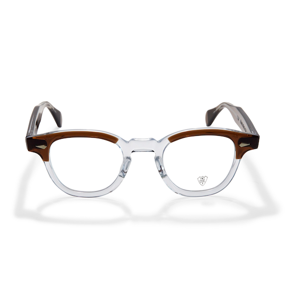 A front view of the smoke brown & clear Arnel frame—the classic eyeglasses. 