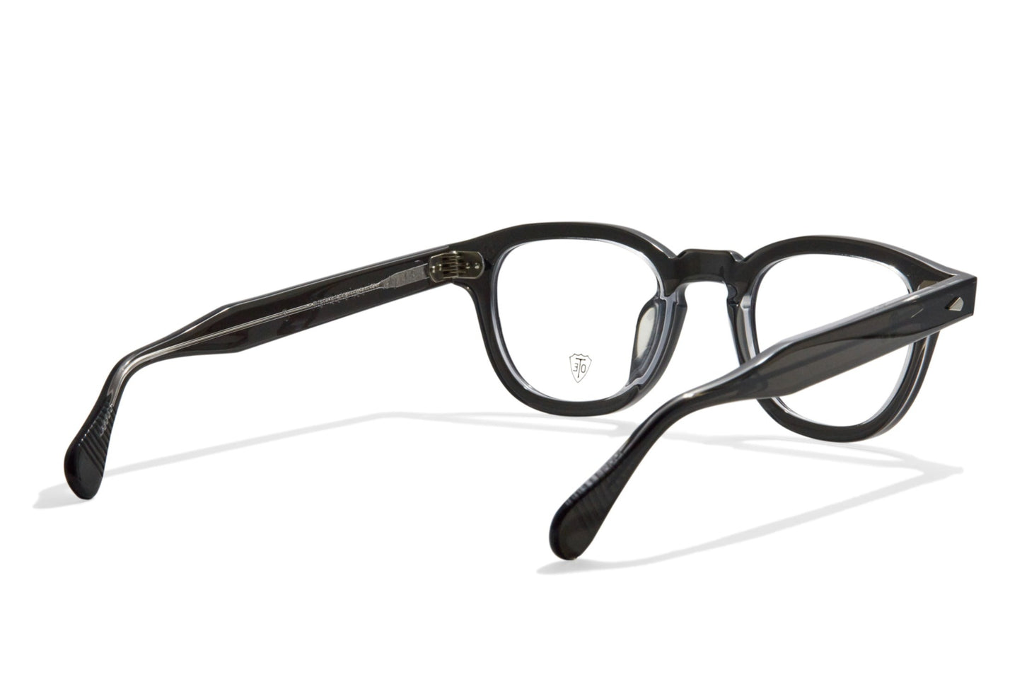 A back view of the smoke gray Arnel frame—the classic eyeglasses. 