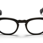 A front view of the glossy black Arnel USA frame—the Vintage eyewear. 