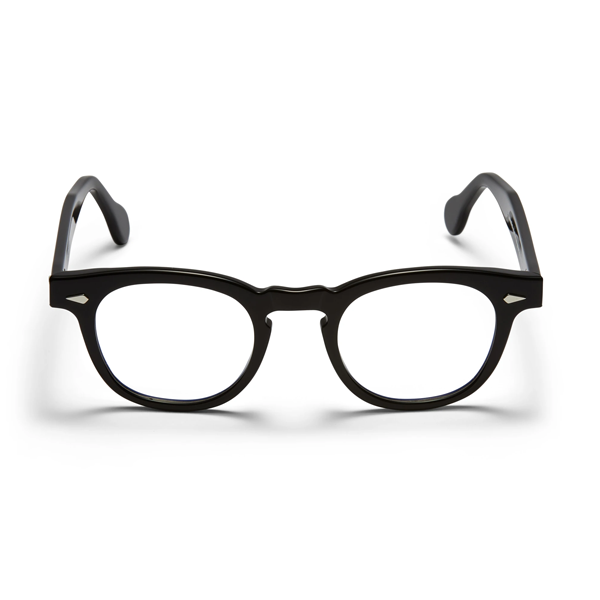 A front view of the gloss black Arnel USA frame—the Vintage eyewear. 